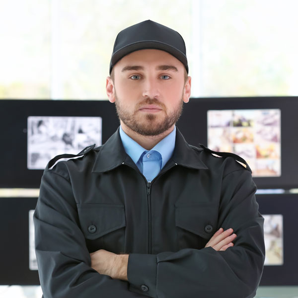 Male security guard surveillance room